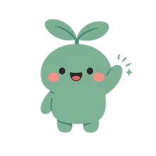 Vaava, the little sprout mascot, waving hello