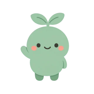 Vaava, the little sprout mascot, waving hello